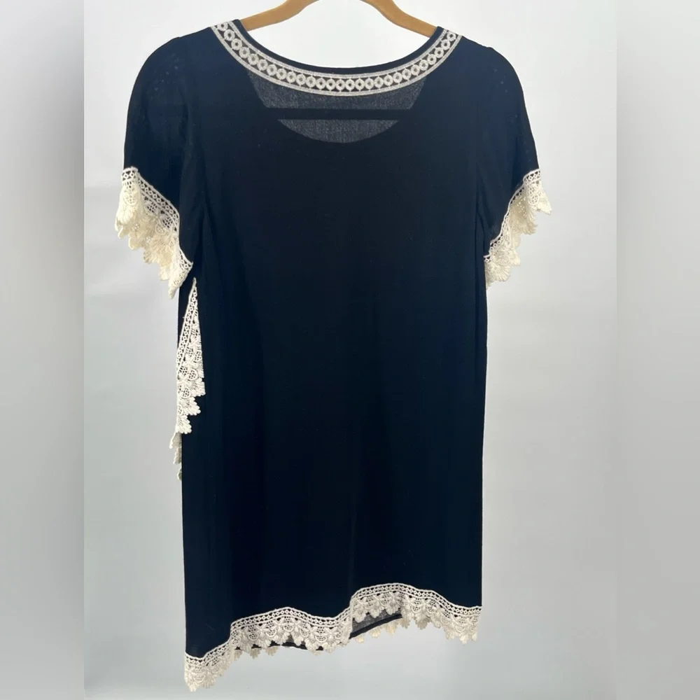 THML Black Mini Dress with Cream Lace Trim - Picture 4 of 4